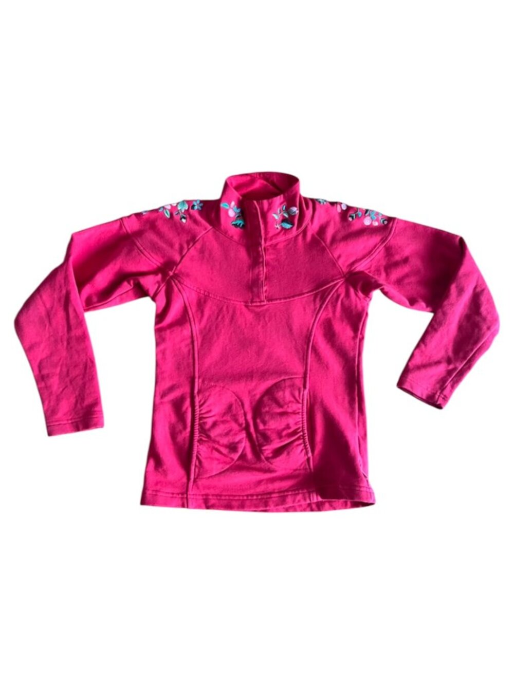 Vintage Girls Oilily Red Floral Kimono Style Turtleneck Sweater - Sz US 8/EU 128